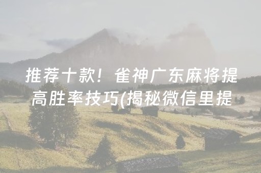 推荐十款！雀神广东麻将提高胜率技巧(揭秘微信里提高胜率)