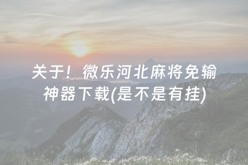 关于！微乐河北麻将免输神器下载(是不是有挂)