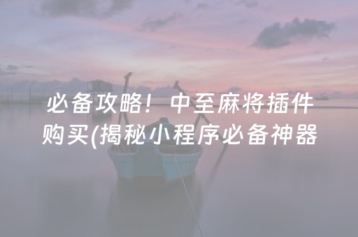 必备攻略！中至麻将插件购买(揭秘小程序必备神器)