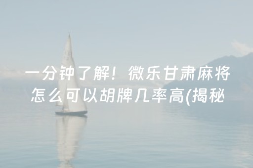 一分钟了解！微乐甘肃麻将怎么可以胡牌几率高(揭秘手机上提高赢的概率)