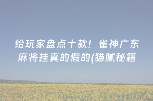 给玩家盘点十款！雀神广东麻将挂真的假的(猫腻秘籍真的有挂)