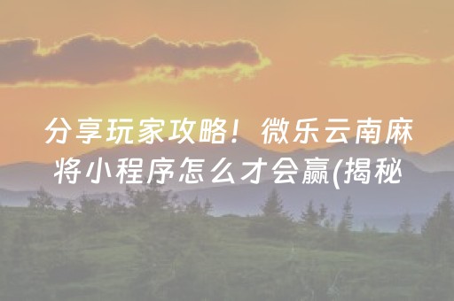 分享玩家攻略！微乐云南麻将小程序怎么才会赢(揭秘手机上系统发好牌)