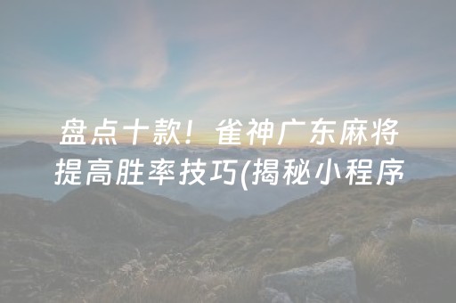 盘点十款！雀神广东麻将提高胜率技巧(揭秘小程序胡牌技巧)