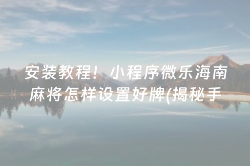 安装教程！小程序微乐海南麻将怎样设置好牌(揭秘手机上胡牌神器)