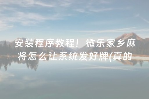 安装程序教程！微乐家乡麻将怎么让系统发好牌(真的有挂)