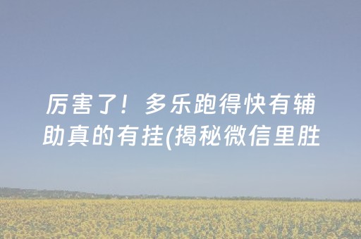 厉害了！多乐跑得快有辅助真的有挂(揭秘微信里胜率到哪调)