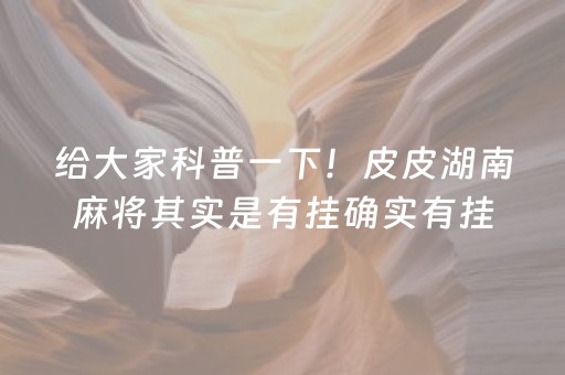 给大家科普一下！皮皮湖南麻将其实是有挂确实有挂(真的确实是有挂)