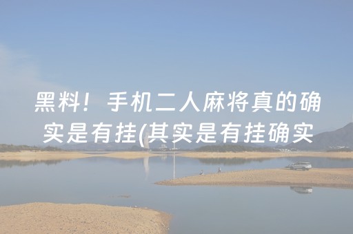 黑料！手机二人麻将真的确实是有挂(其实是有挂确实有挂)