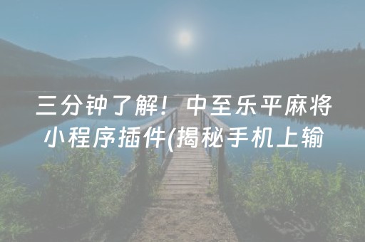 三分钟了解！中至乐平麻将小程序插件(揭秘手机上输赢规律)