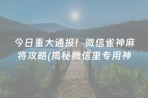 今日重大通报！微信雀神麻将攻略(揭秘微信里专用神器)