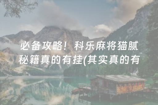 必备攻略！科乐麻将猫腻秘籍真的有挂(其实真的有挂)