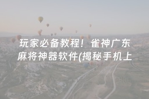 玩家必备教程！雀神广东麻将神器软件(揭秘手机上系统发好牌)