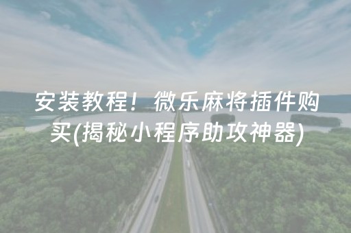 安装教程！微乐麻将插件购买(揭秘小程序助攻神器)