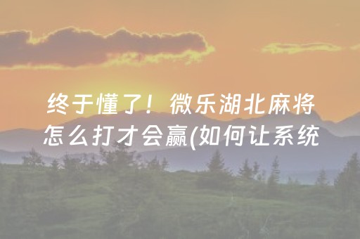 终于懂了！微乐湖北麻将怎么打才会赢(如何让系统发好牌)