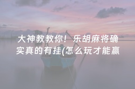 大神教教你！乐胡麻将确实真的有挂(怎么玩才能赢)