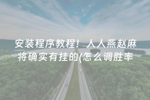 安装程序教程！人人燕赵麻将确实有挂的(怎么调胜率)