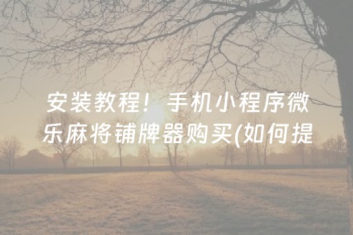 安装教程“手机微乐麻将怎么让系统发好牌”（神器最新免费)