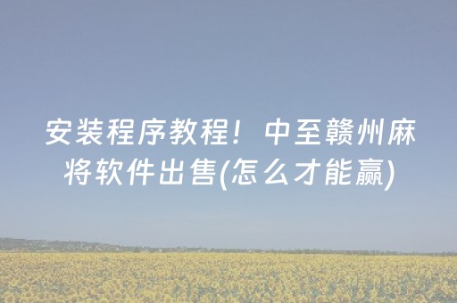 安装程序教程！中至赣州麻将软件出售(怎么才能赢)