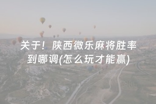 关于！陕西微乐麻将胜率到哪调(怎么玩才能赢)
