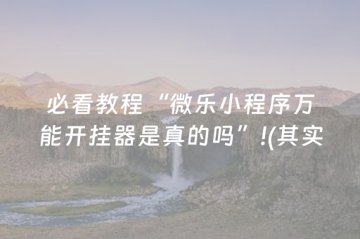 必看教程“微乐小程序万能开挂器是真的吗”!(其实确实有挂)-抖音