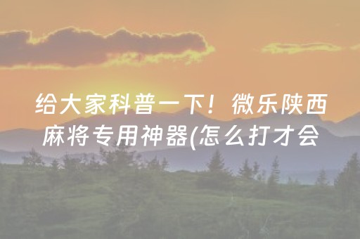 必看盘点揭秘“微乐家乡麻将变牌神器”（输赢规律)