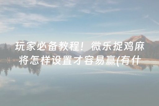 玩家必备教程！微乐捉鸡麻将怎样设置才容易赢(有什么能赢的方法)