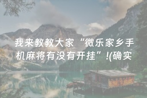我来教教大家“微乐家乡手机麻将有没有开挂”!(确实是有挂)-抖音