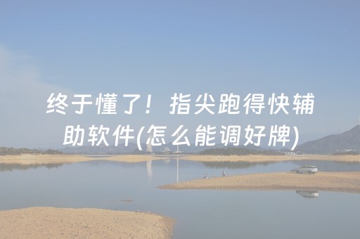 终于懂了！指尖跑得快辅助软件(怎么能调好牌)