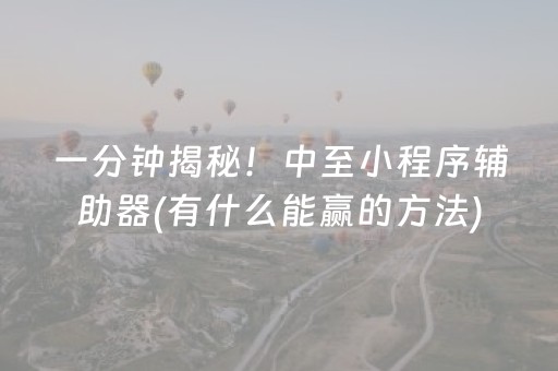 一分钟揭秘！中至小程序辅助器(有什么能赢的方法)