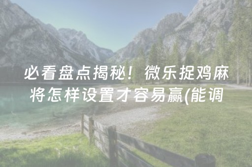 必看盘点揭秘！微乐捉鸡麻将怎样设置才容易赢(能调胜率吗)