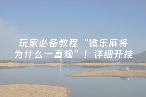 终于懂了“微乐吉林麻将助赢神器”（自建房怎么拿好牌)