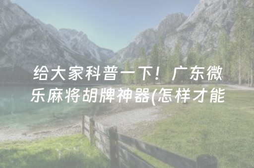 大神教教你“微乐家乡麻将助赢神器”（怎么让系统给自己好牌)