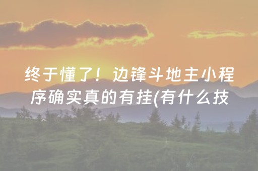 终于懂了！边锋斗地主小程序确实真的有挂(有什么技巧)