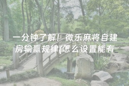 一分钟了解！微乐麻将自建房输赢规律(怎么设置能有好牌)