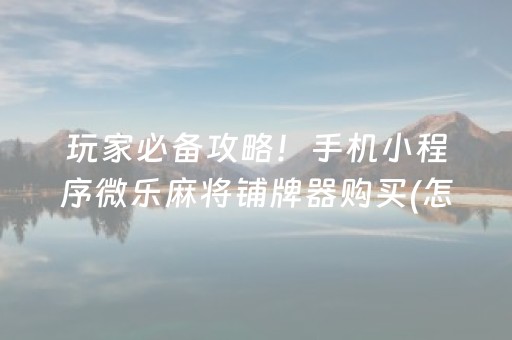 玩家必备攻略！手机小程序微乐麻将铺牌器购买(怎么能拿好牌)