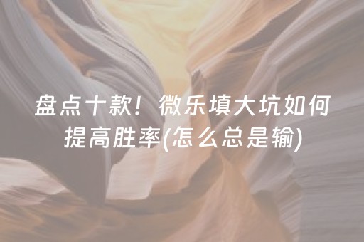盘点十款！微乐填大坑如何提高胜率(怎么总是输)