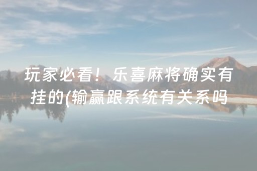 玩家必看！乐喜麻将确实有挂的(输赢跟系统有关系吗)