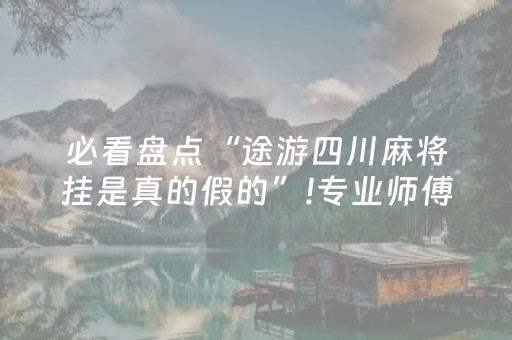 必看盘点“途游四川麻将挂是真的假的”!专业师傅带你一起了解（详细教程）-抖音