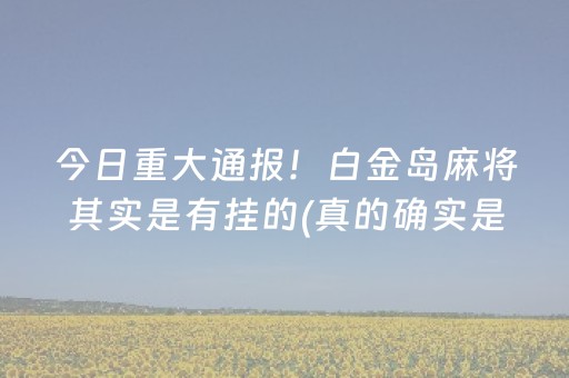 今日重大通报！白金岛麻将其实是有挂的(真的确实是有挂)