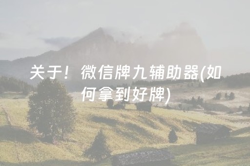 必备教程“微信小程序玩麻将开挂辅助器插件”（神器最新免费)