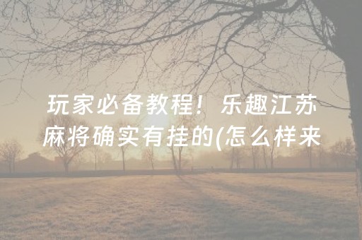 玩家必备教程！乐趣江苏麻将确实有挂的(怎么样来好牌)