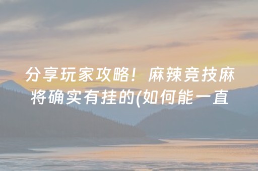 玩家必备教程“微乐湖北麻将胡牌神器”（怎么增加胜率)