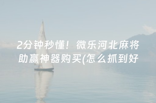 2分钟秒懂！微乐河北麻将助赢神器购买(怎么抓到好牌)