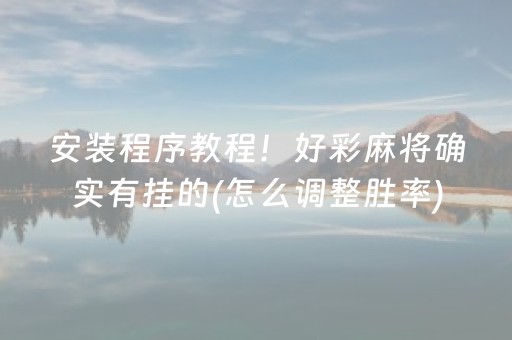 安装程序教程！好彩麻将确实有挂的(怎么调整胜率)