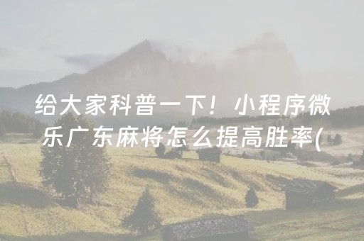 三分钟了解“小程序麻将助赢神器”（AI辅助胡牌规则)