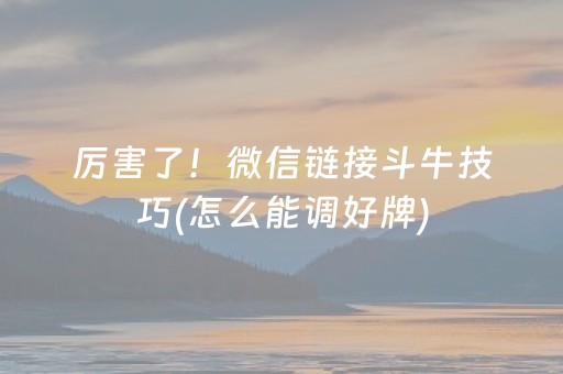 厉害了！微信链接斗牛技巧(怎么能调好牌)