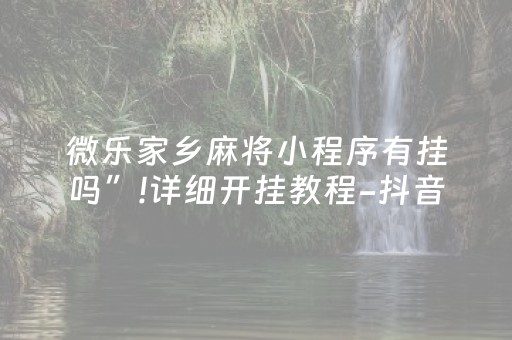 微乐家乡麻将小程序有挂吗”!详细开挂教程-抖音