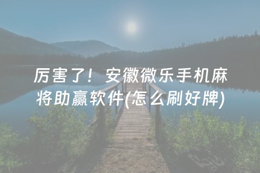 推荐十款“微乐甘肃麻将自建房胜负规律”（输赢有什么规律)