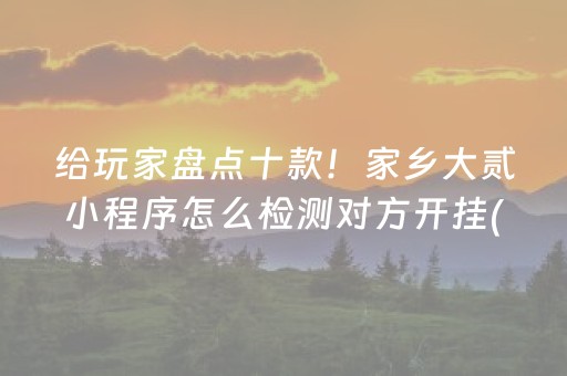 给玩家盘点十款！家乡大贰小程序怎么检测对方开挂(怎么让系统给好牌)