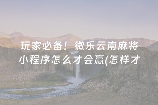 玩家必备！微乐云南麻将小程序怎么才会赢(怎样才能赢)